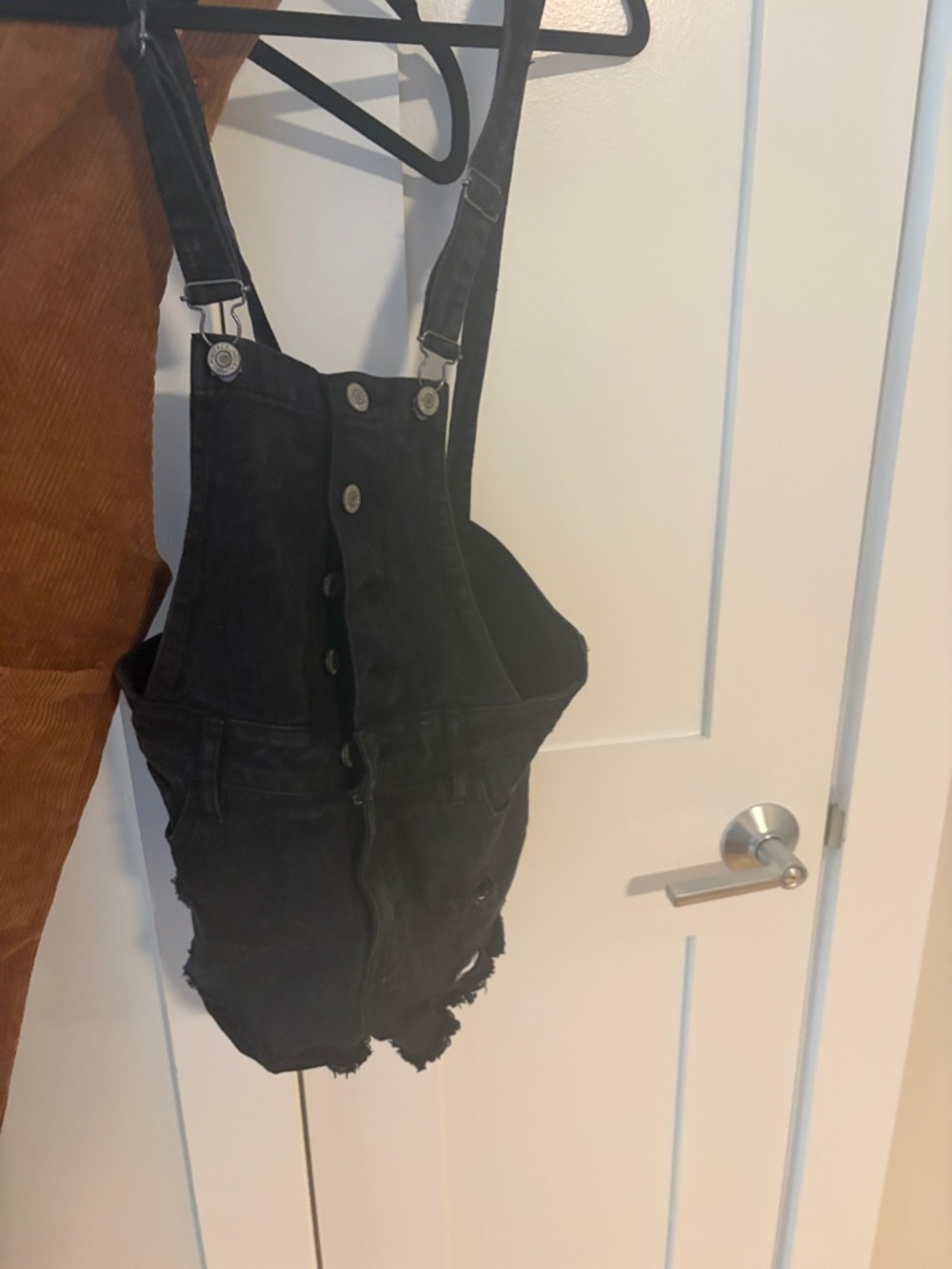 PacSun Black Distressed Short Overalls